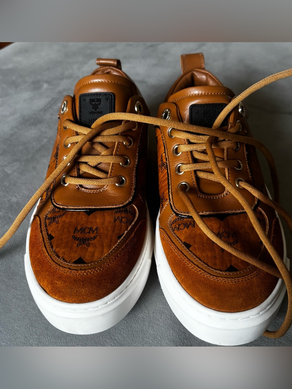 MCM Women’s Brown Leather & Suede Lace-Up Sneakers